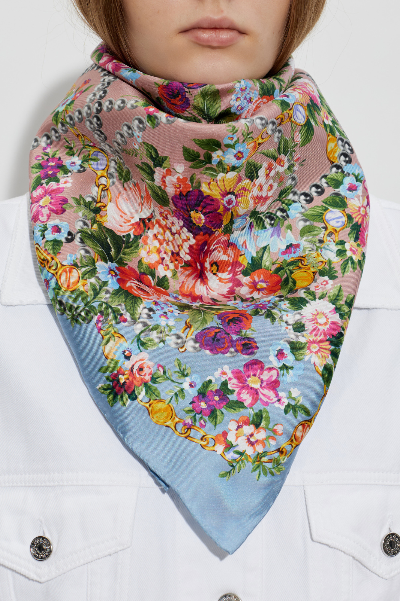 Dolce & Gabbana Silk scarf with floral motif | Women's | Vitkac